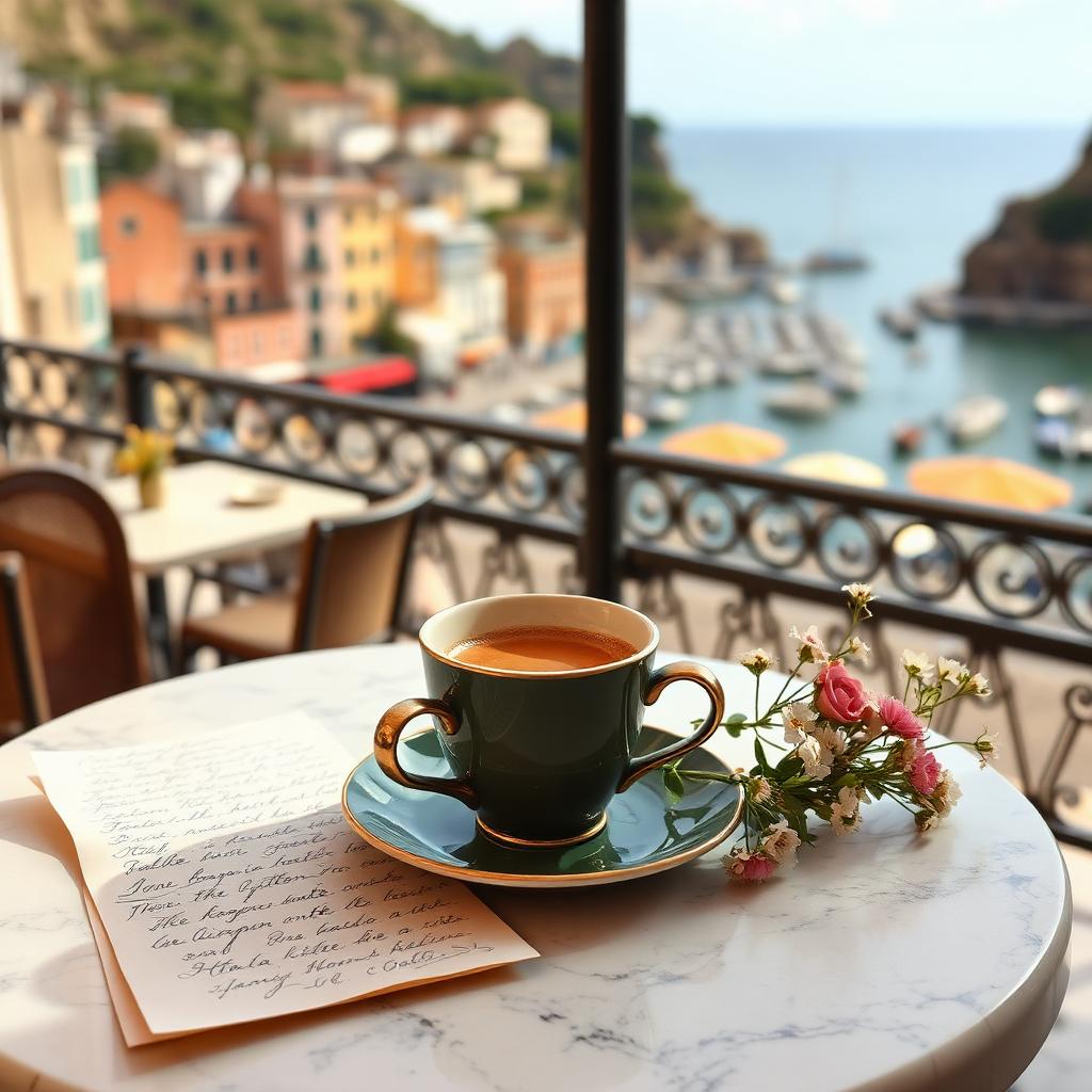 Espresso met briefje aan de Italiaanse kust